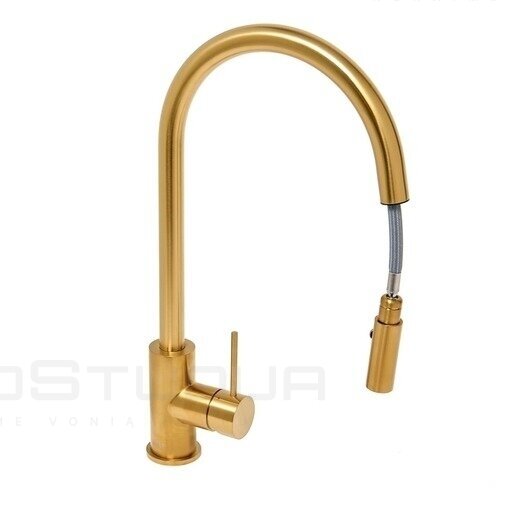 Virtuvinis maišytuvas su ištraukiamu dušiuku SAT Aurum SATBAUR286BG braižyto aukso spalvos 1 Virtuvinis maišytuvas su ištraukiamu dušiuku SAT Aurum SATBAUR286BG braižyto aukso spalvos 1