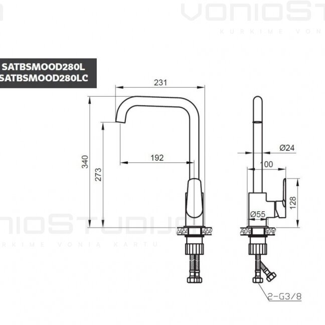 Virtuvinis chromo spalvos maišytuvas SAT MOOD SATBSMOOD280L 1 Virtuvinis chromo spalvos maišytuvas SAT MOOD SATBSMOOD280L 1