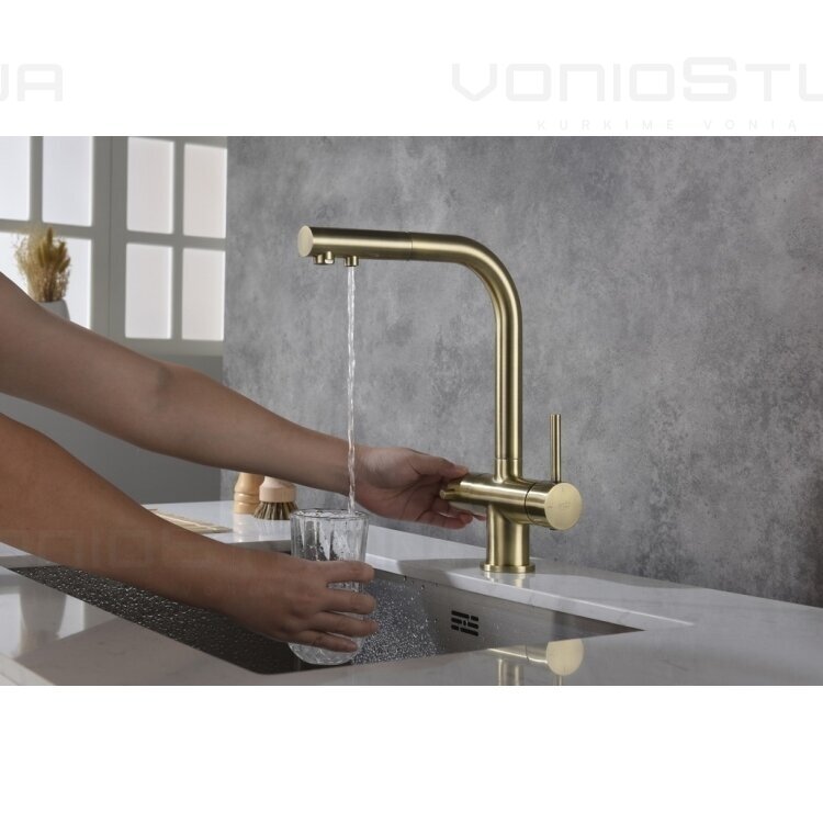 Virtuvinis maišytuvas Blue Water APALA su dušu ir su jungtimi filtrui bronza spalvos 1