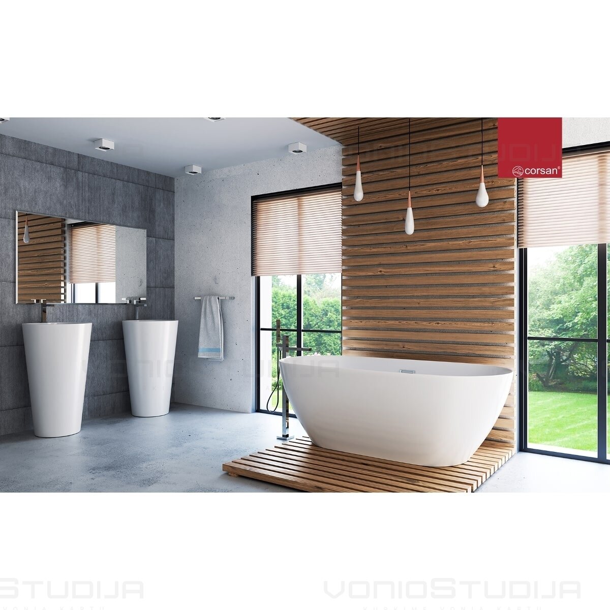 Akrilinė vonia Corsan S041XL Olvena 170x75cm laisvai pastatoma, chromo spalvos sifonas 2 Akrilinė vonia Corsan S041XL Olvena 170x75cm laisvai pastatoma, chromo spalvos sifonas 2