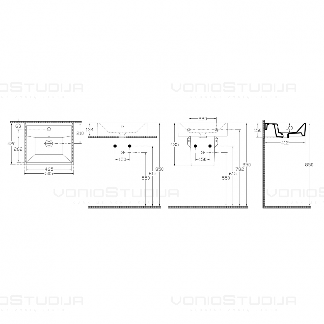 Vonios spintelė su praustuvu VEGA 124,5x71,4x45 cm 6