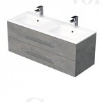Vonios spintelė Cube 120x53x46 cm su dvigubu praustuvu pilkos betono spalvos