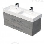 Vonios spintelė su dvigubu praustuvu Cube 120x53x46 cm pilkos betono spalvos