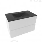Vonios spintelė  Verona 80 cm su juodu praustuvu baltos matinės spalvos