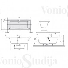 Vonia Villeroy&boch Squaro Edge 12 Duo UBQ170SQE2DV-01, 1700x750 mm