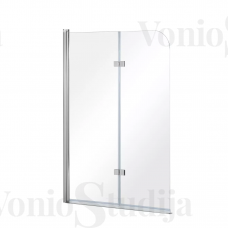 Vonios sienelė Besco AVIGO 100x145 cm chromo spalvos profiliais, skairiu stiklu
