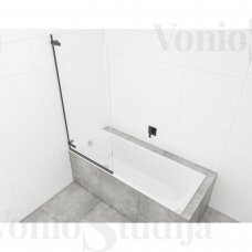 Vonios sienelė SAT 150x80cm juodais matiniais profiliais