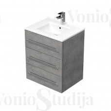 Vonios spintelė  su praustuvu Cube pilkos betono spalvos 60x76,5x46 cm