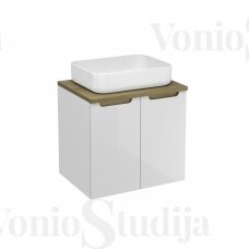 Vonios spintelė pastatomam praustuvui Stilla 60x60x45 cm baltos / ąžuolo spalvos