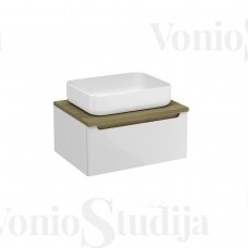 Vonios spintelė pastatomam praustuvui Stilla 60x30x45 cm baltos / ąžuolo spalvos