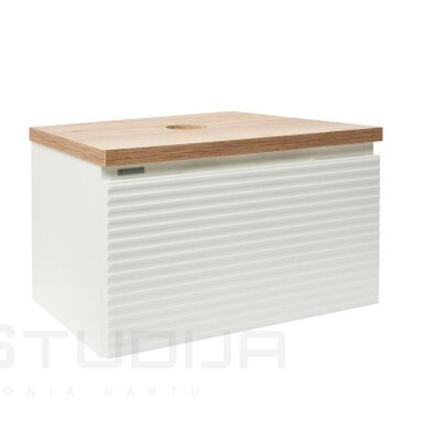 Vonios spintelė Savona 98x43x44,8 cm pastatomam praustuvui baltos/ąžuolo spalvos Vonios spintelė Savona 98x43x44,8 cm pastatomam praustuvui baltos/ąžuolo spalvos