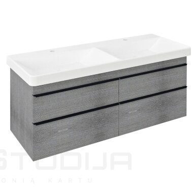 Vonios spintelė su dvigubu praustuvu Sapho SITIA 120x46cm sidabrinio ąžuolo spalvos Vonios spintelė su dvigubu praustuvu Sapho SITIA 120x46cm sidabrinio ąžuolo spalvos