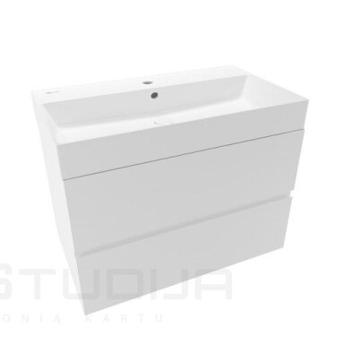 Vonios spintelė Verona 80 cm su praustuvu baltos matinės spalvos Vonios spintelė Verona 80 cm su praustuvu baltos matinės spalvos