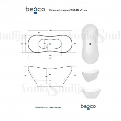 Vonia Besco Viya 170x72cm su aukso spalvos Click-Clack 7