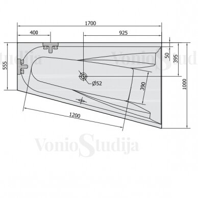 Vonia CHIQUITA R 170x100x45 cm Akrilinė 92619 4