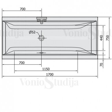 Vonia CLEO 170x75x48 cm Akrilinė 94611 4