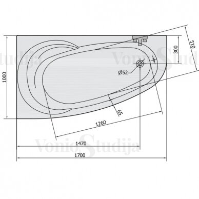 Vonia NAOS L 170x100x43cm Akrilinė 98111 9