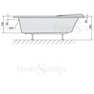 Vonia NAOS R 170x100x43cm Akrilinė 99111 6