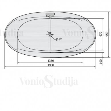 Vonia STADIUM 190x95x46cm ovali Akrilinė 82111 5