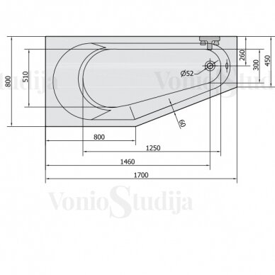 Vonia TIGRA L 170x80x46cm Akrilinė 00111 9