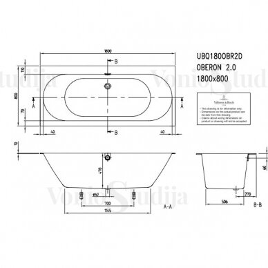 Vonia Villeroy & Boch Oberon 180x80cm 2