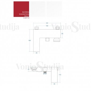 Vonios maišytuvas Corsan CMB7141BL Trino 3