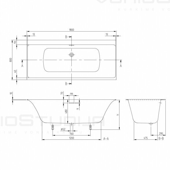 VILLEROY & BOSH Subway 3.0 Duo akrilinė vonia 80x180 cm 5 VILLEROY & BOSH Subway 3.0 Duo akrilinė vonia 80x180 cm 5