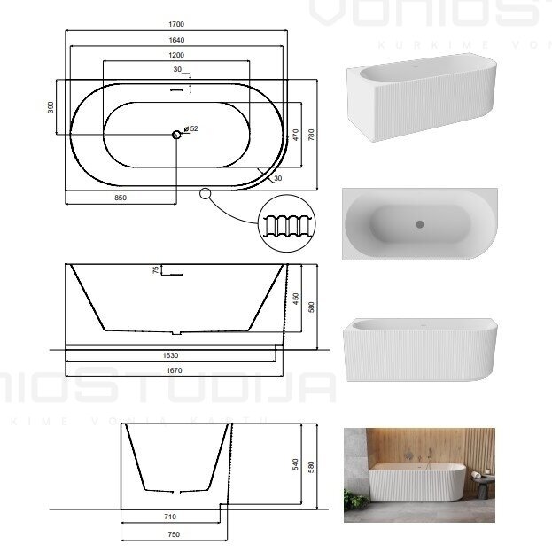 Vonia Besco Denaya 170x78 cm kairinė juodu Click Clack 6