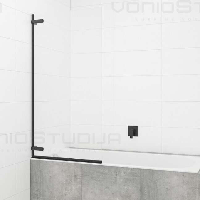 Vonios sienelė SAT 150x80cm juodais matiniais profiliais 1 Vonios sienelė SAT 150x80cm juodais matiniais profiliais 1