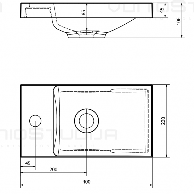 Vonios spintelė LATUS X su praustuvu oak Alabama LT110-2322 4