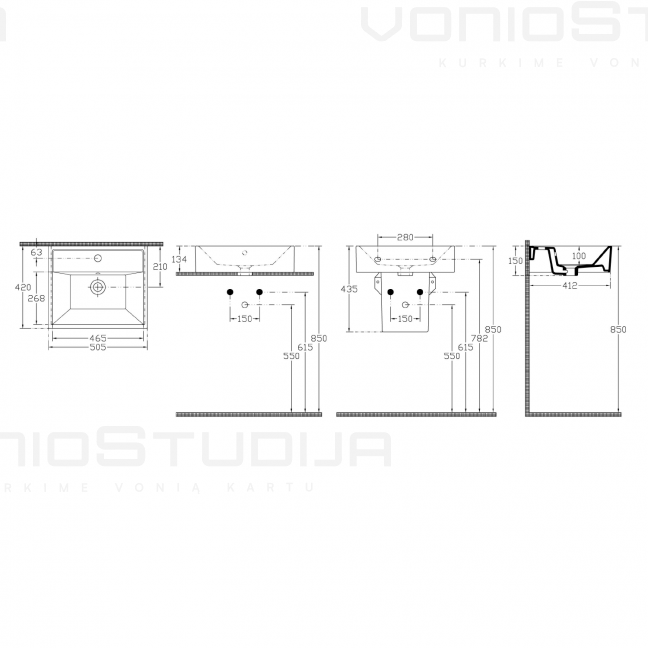 Vonios spintelė su praustuvu VEGA 144,5x61,4x45 cm 6 Vonios spintelė su praustuvu VEGA 144,5x61,4x45 cm 6