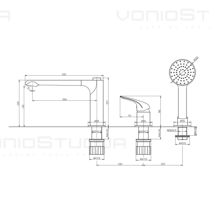 Vonios krašto maišytuvas SIKO S-Line Pro chromo spalvos 7 Vonios krašto maišytuvas SIKO S-Line Pro chromo spalvos 7