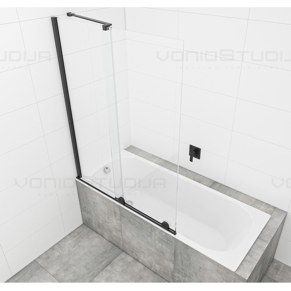 Vonios sienelė SAT Walk-In Xmotion 150x117,5 skaidrus stiklas juodi profiliai 3 Vonios sienelė SAT Walk-In Xmotion 150x117,5 skaidrus stiklas juodi profiliai 3