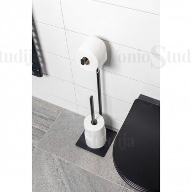 WC Stovas SAT su tualetinio popieriaus laikikliu SATDZASDRZPAPC juodas matinis 1