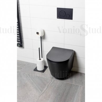 WC Stovas SAT su tualetinio popieriaus laikikliu SATDZASDRZPAPC juodas matinis 2