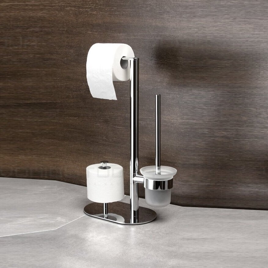 Wc stovas su unitazo šepečiu ir tualetinio popieriaus laikikliu chromo spalvos 1 Wc stovas su unitazo šepečiu ir tualetinio popieriaus laikikliu chromo spalvos 1