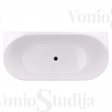 WOBBEE MERSEA-D akrilinė vonia, glaudžiama prie sienos 170cm su juodos spalvos sifonu